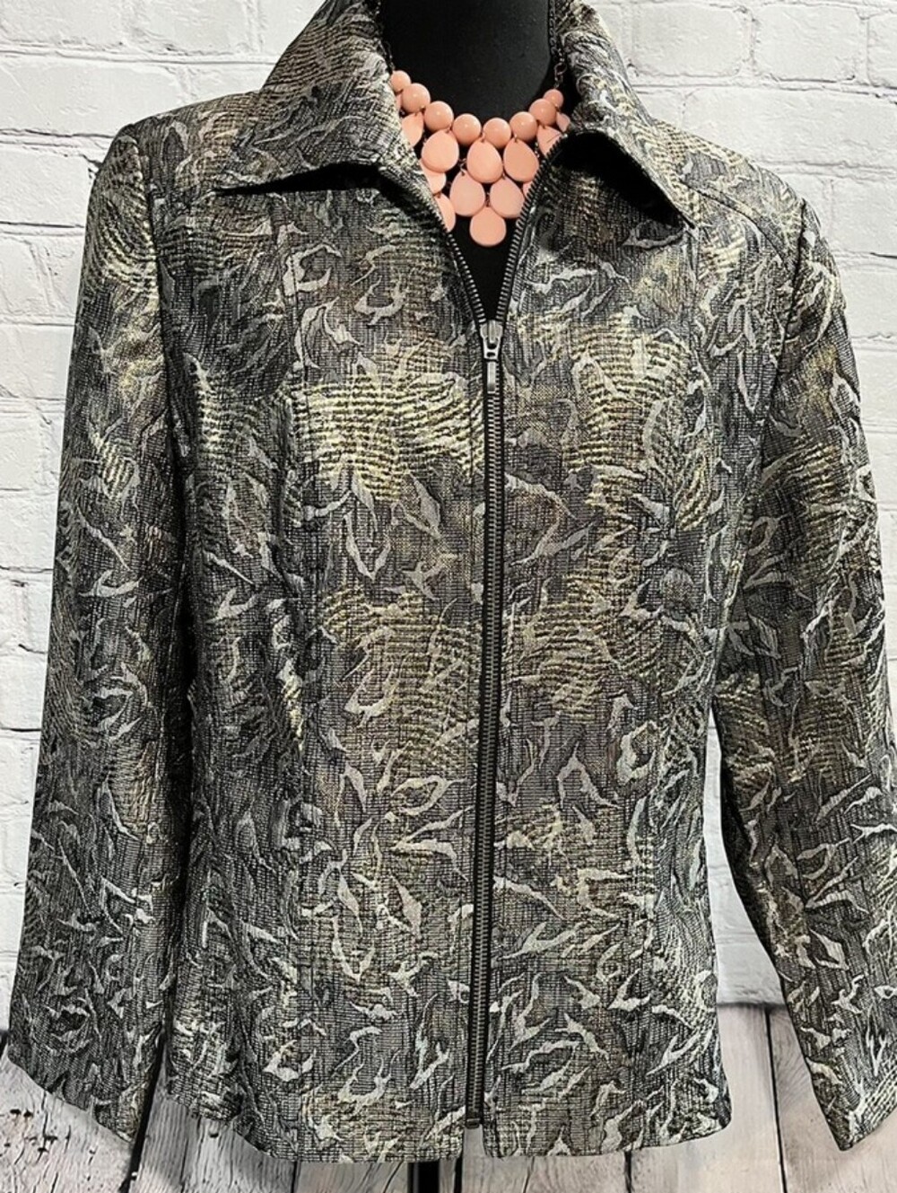 N.K.D Metallic Jacquard Zip Front Jacket